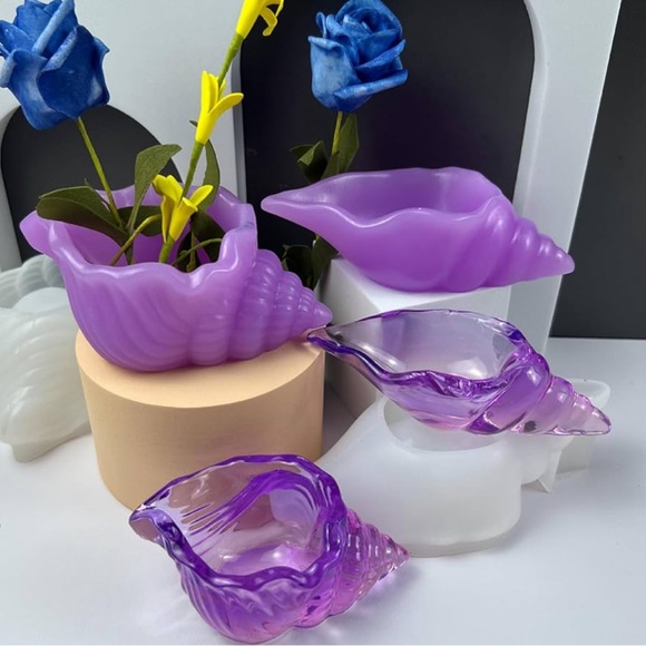 (2) Creative Unique Conch Shell Silicone Molds Bundle +MICA & MORE Shells Sand - Picture 8 of 16
